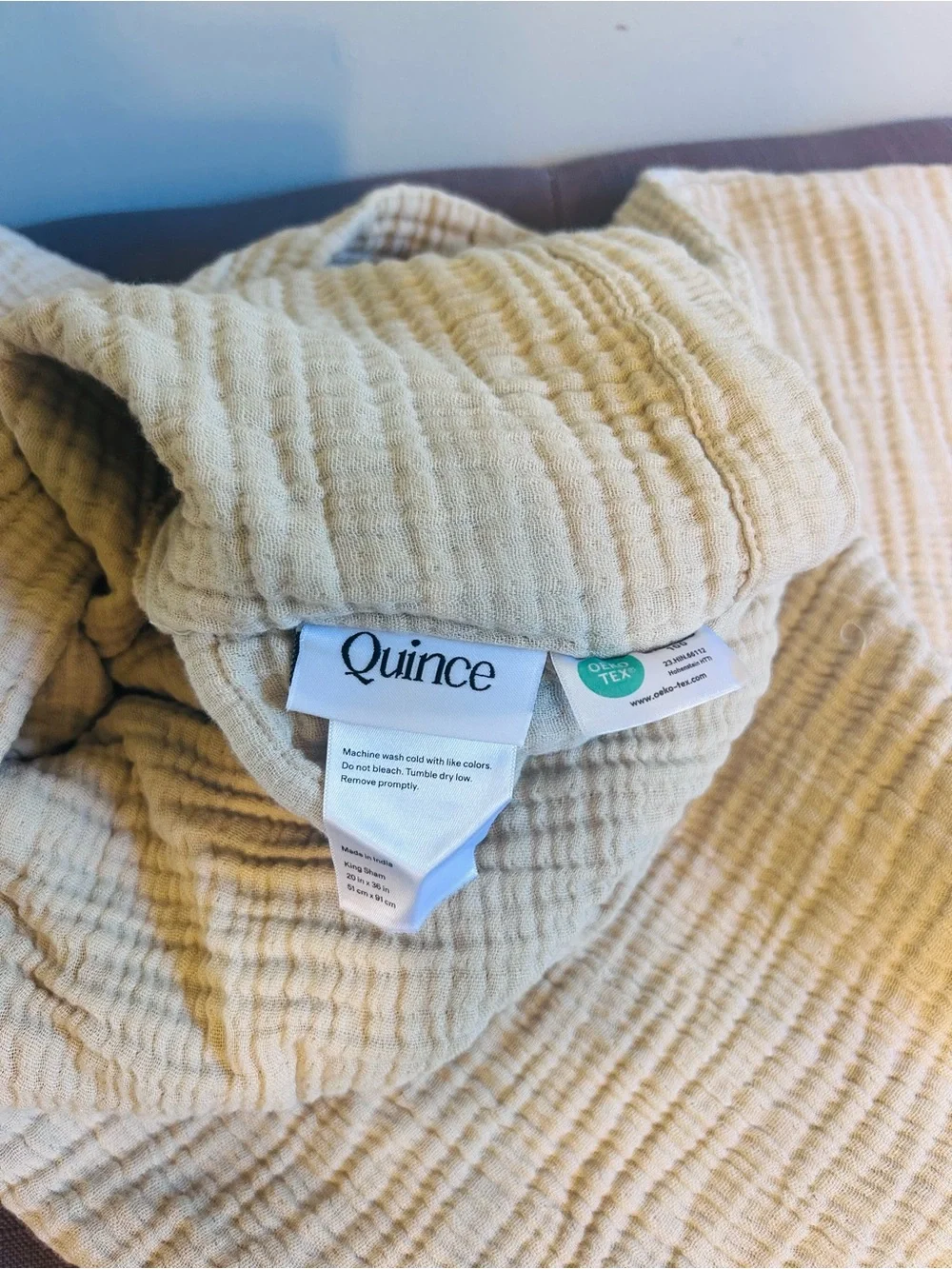 NWOT Quince Luxury Organic Cotton Gauze Sham Set in Dune!